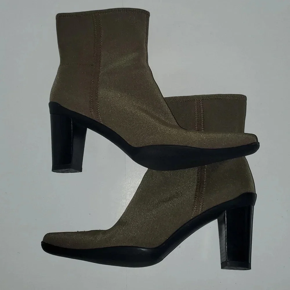 Apostrophe Womens Ankle Boot Heels Size 10M Beige Fabric Pointed Toe 'Naomi' - Picture 12 of 15